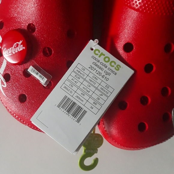 (New) RARE Crocs Coca Cola Classic Clogs & Coca Cola Bottle Cap Jibbitz (W10/M8) - Picture 10 of 12